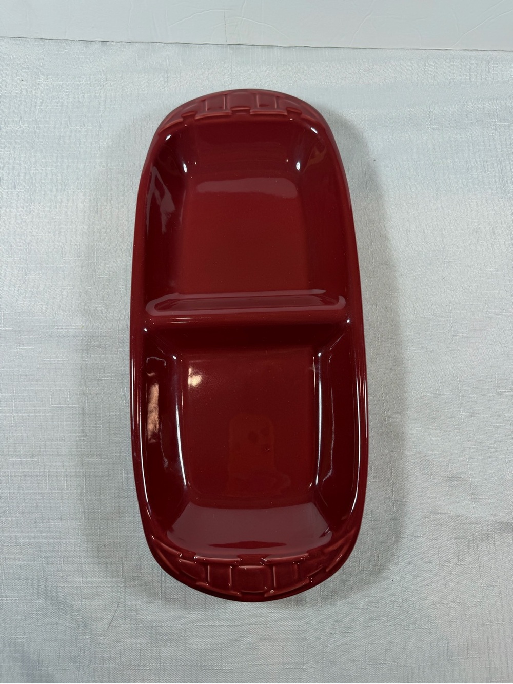 Longaberger Pottery Serving Dish/ Divided Tray, Paprika